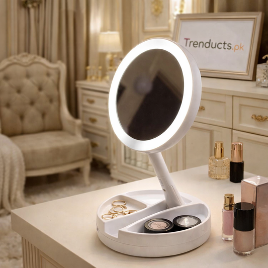 Premium Foldable Double-Sided LED Makeup Mirror